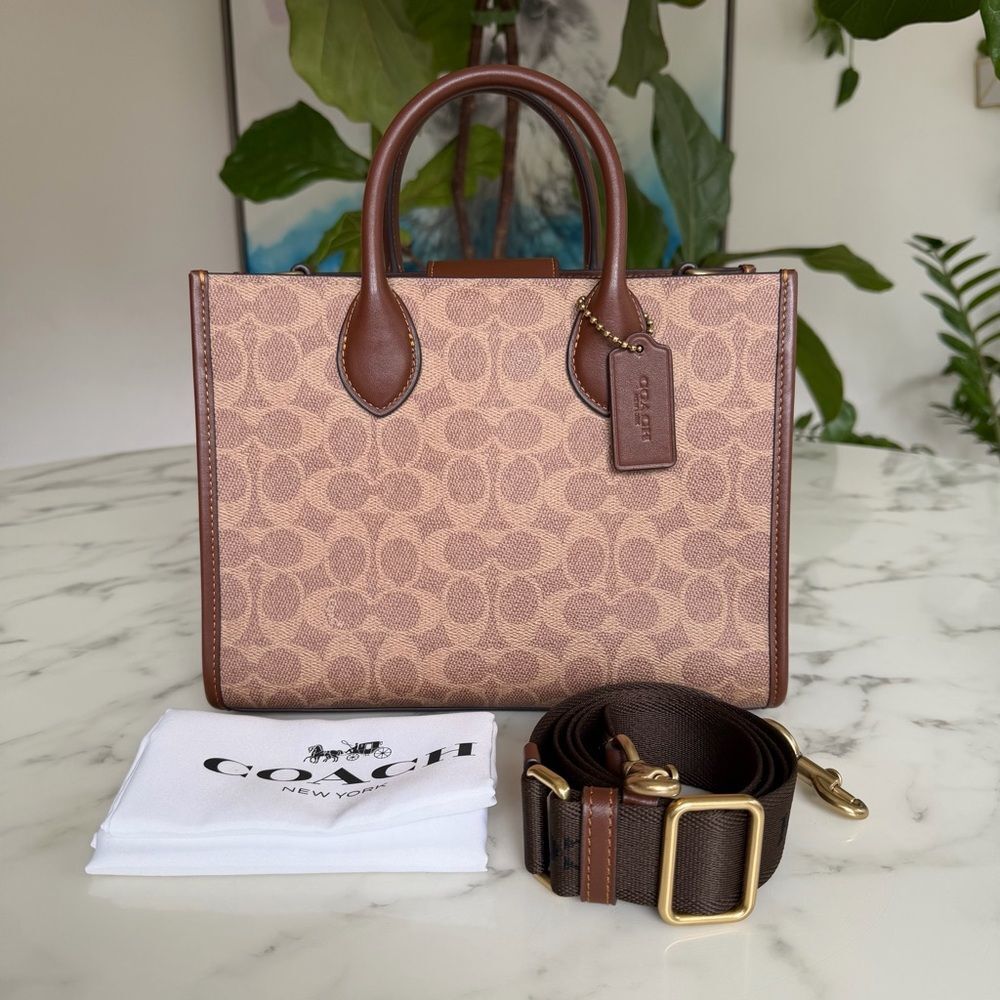 NWOT COACH Ace Tote Bag 26 In Signature Canvas CS251 Brass Tan Brown Crossbody